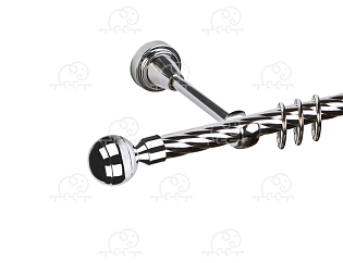 Карниз для штор однорядный «Шар рифленый» D16К хром