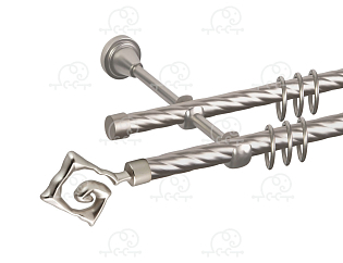 Карниз для штор двухрядный «Лабиринт» Ø16К/16К сатин