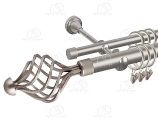 Карниз для штор двухрядный «Ажур» D25Г/16Г сатин