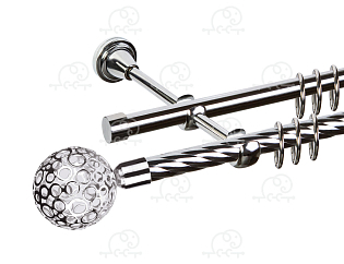 Карниз для штор двухрядный «Метеор» D16К/16Г хром