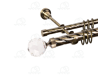 Карниз для штор двухрядный «Кристалл» D25К/16К антик