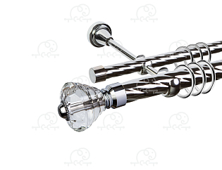 Карниз для штор двухрядный «Кастилия» D25К/16К хром