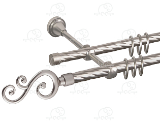 Карниз для штор двухрядный «Лоза» D16К/16К сатин