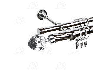 Карниз для штор двухрядный «Милано» D25К/16К хром