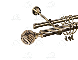 Карниз для штор двухрядный «Орион» D25К/16Г антик