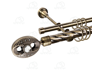 Карниз для штор двухрядный «Игнацио» Ø25К/16Г антик