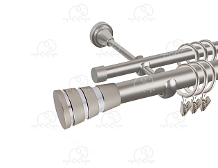 Карниз для штор двухрядный «Пегас» D25Г/16Г сатин/хром
