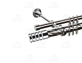 Карниз для штор двухрядный «Зевс» D25К/16Г хром