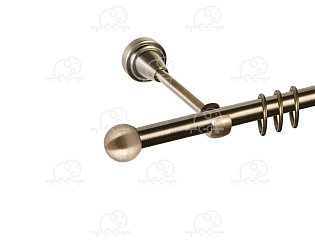 Карниз для штор однорядный «Заглушка шар малый» D16Г антик