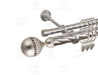 Карниз для штор двухрядный «Кортеза» Ø25К/16К сатин