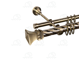 Карниз для штор двухрядный «Эмпория» D25К/16Г антик