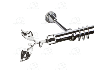 Карниз для штор однорядный «Лист розы» D25Г хром