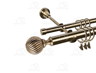 Карниз для штор двухрядный «Орион» Ø25Г/16Г антик