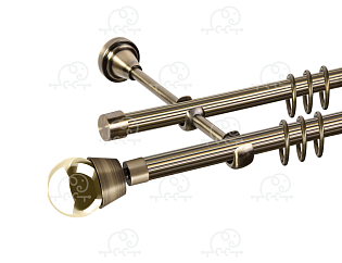 Карниз для штор двухрядный «Жемчужина» Ø16Р/16Р антик/золото