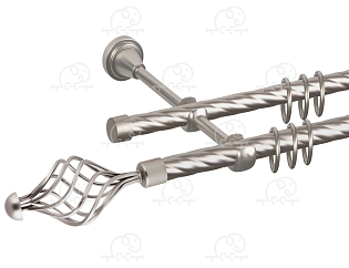 Карниз для штор двухрядный «Ажур» D16К/16К сатин