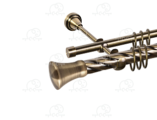 Карниз для штор двухрядный «Монако» D25К/16Г антик