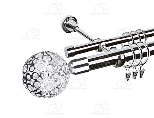 Карниз для штор двухрядный «Метеор» D25Г/16Г хром