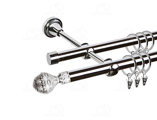 Карниз для штор двухрядный «Ампир» D16Г/16Г хром