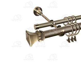 Карниз для штор двухрядный «Эмпория» D25Р/16Р антик