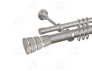Карниз для штор двухрядный «Пегас» D25Р/16Р сатин/хром