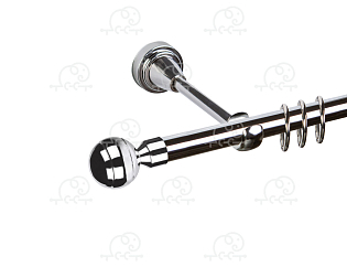 Карниз для штор однорядный «Шар рифленый» D16Г хром