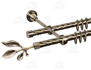 Карниз для штор двухрядный «Баваро» D16К/16К антик