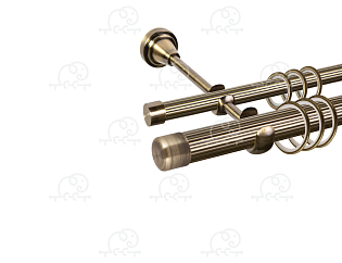 Карниз для штор двухрядный «Заглушка закругленная» D25Р/16Р антик