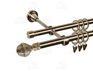 Карниз для штор двухрядный «Ампир» Ø16Г/16Г антик