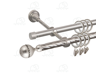 Карниз для штор двухрядный «Кортеза» D16К/16Г сатин