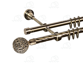 Карниз для штор двухрядный «Гуидо» D16К/16Г антик