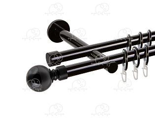 Карниз для штор двухрядный «Шар большой» D19Г/19Г чёрный