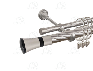 Карниз для штор двухрядный «Люксор» D25К/16К сатин/чёрный