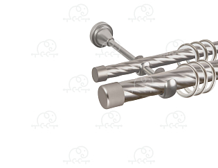 Карниз для штор двухрядный «Заглушка закругленная» D25К/16К сатин