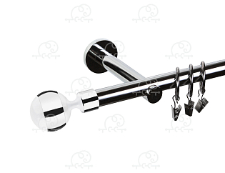 Карниз для штор однорядный «Шар» D19Г хром/белый