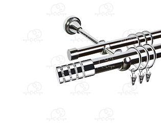 Карниз для штор двухрядный «Зевс» D25Г/16Г хром