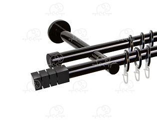 Карниз для штор двухрядный «Нордик» D19Г/19Г чёрный