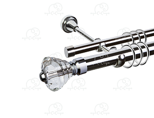 Карниз для штор двухрядный «Кастилия» D25Г/16Г хром