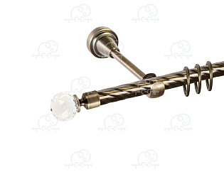 Карниз для штор однорядный «Кристалл» D16К антик