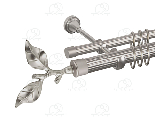 Карниз для штор двухрядный «Лист розы» D25Р/16Р сатин