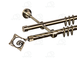 Карниз для штор двухрядный «Лабиринт» D16К/16Г антик