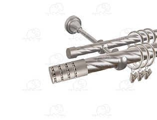 Карниз для штор двухрядный «Зевс» D25К/16К сатин