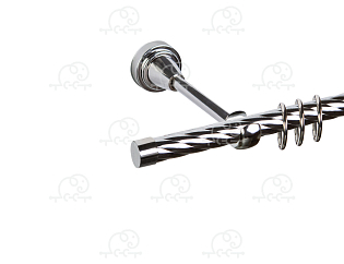 Карниз для штор однорядный «Заглушка плоская» Ø16К хром