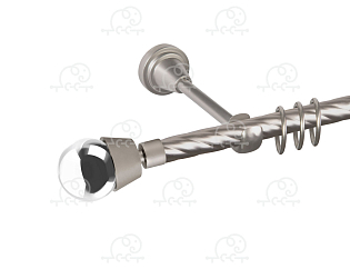 Карниз для штор однорядный «Жемчужина» D16К сатин/хром