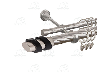 Карниз для штор двухрядный «Вена» D25К/16К сатин/чёрный