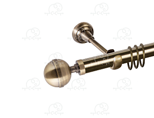 Карниз для штор однорядный «Шар большой» D25Г антик