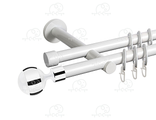 Карниз для штор двухрядный «Шар» D19Г/19Г белый