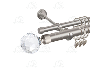 Карниз для штор двухрядный «Кристалл» D25Г/16Г сатин