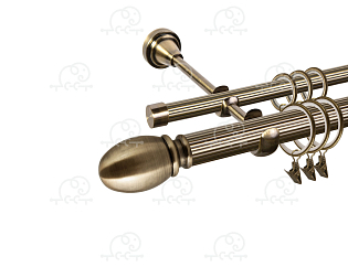 Карниз для штор двухрядный «Белуно» D25Р/16Р антик