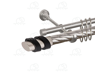 Карниз для штор двухрядный «Вена» D25К/16Г сатин/чёрный