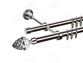 Карниз для штор двухрядный «Шишка» D16Г/16Г хром